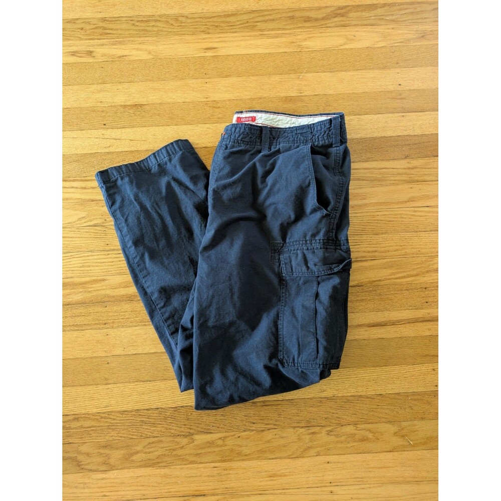 Vintage Izod Y2k Cargo Pants Men L Baggy Navy Blue Tech 38x30, 100% cotton